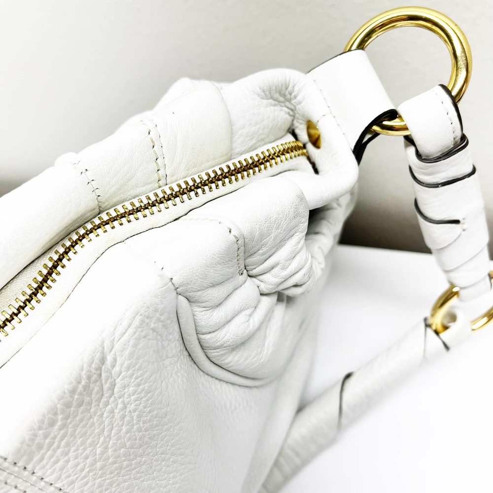B. Makowsky White Leather Satchel Handbag - Picture 5 of 11
